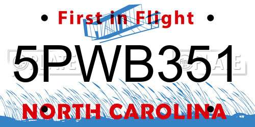 5PWB351 North Carolina License Plate