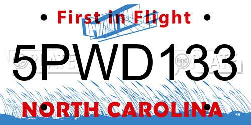 5PWD133 North Carolina License Plate