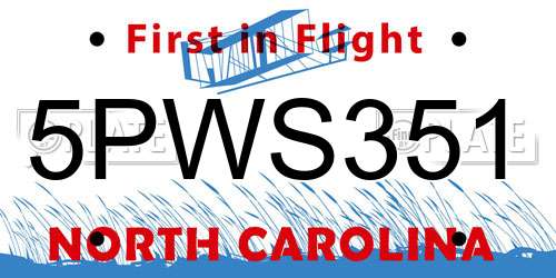 5PWS351 North Carolina License Plate