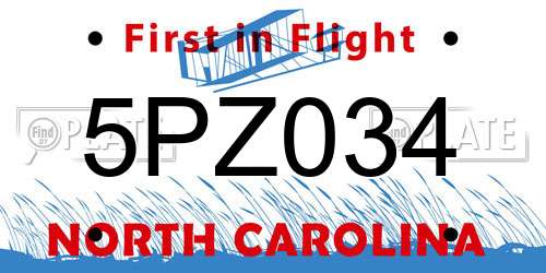 5PZ034 North Carolina License Plate