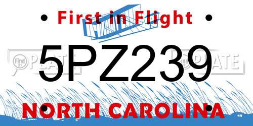 5PZ239 North Carolina License Plate