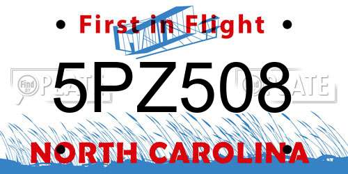 5PZ508 North Carolina License Plate