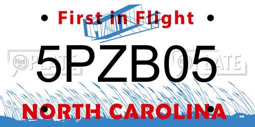 5PZB05 North Carolina License Plate