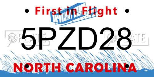 5PZD28 North Carolina License Plate