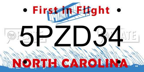 5PZD34 North Carolina License Plate