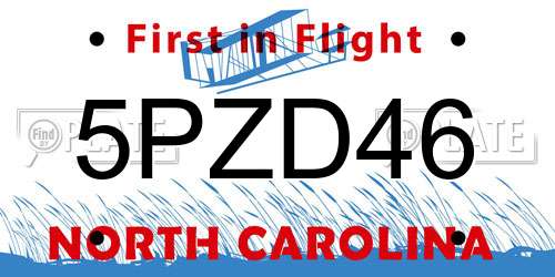 5PZD46 North Carolina License Plate