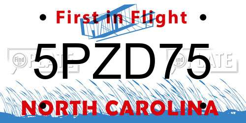 5PZD75 North Carolina License Plate