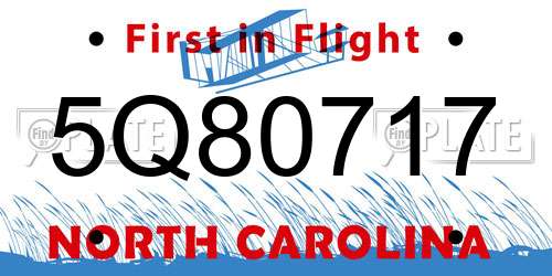 5Q80717 North Carolina License Plate