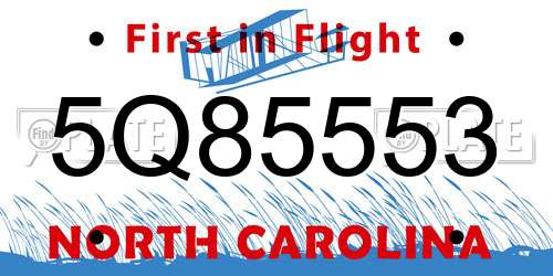 5Q85553 North Carolina License Plate