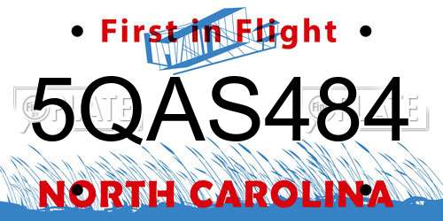 5QAS484 North Carolina License Plate