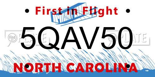 5QAV50 North Carolina License Plate