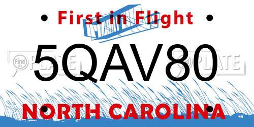 5QAV80 North Carolina License Plate