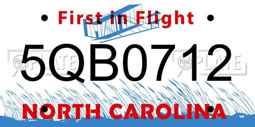 5QB0712 North Carolina License Plate