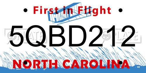 5QBD212 North Carolina License Plate