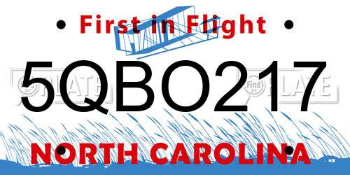 5QBO217 North Carolina License Plate