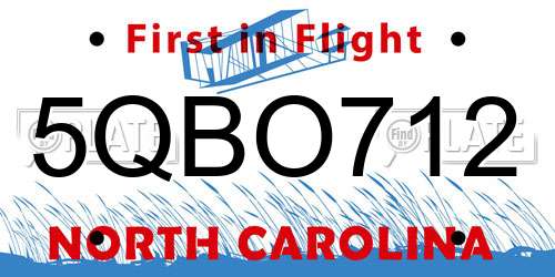 5QBO712 North Carolina License Plate