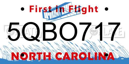 5QBO717 North Carolina License Plate
