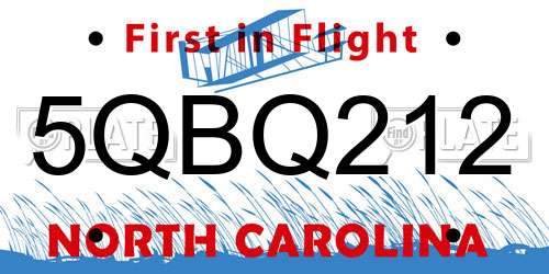 5QBQ212 North Carolina License Plate