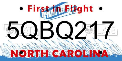 5QBQ217 North Carolina License Plate