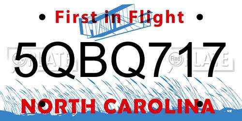 5QBQ717 North Carolina License Plate