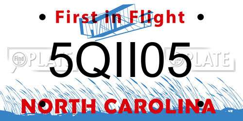 5QII05 North Carolina License Plate