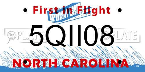 5QII08 North Carolina License Plate