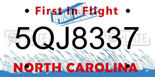 5QJ8337 North Carolina License Plate