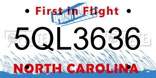 5QL3636 North Carolina License Plate