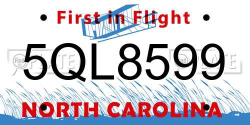 5QL8599 North Carolina License Plate
