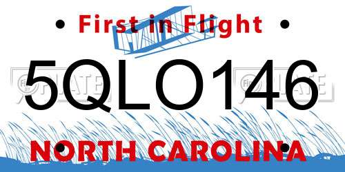 5QLO146 North Carolina License Plate