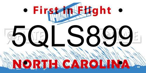 5QLS899 North Carolina License Plate