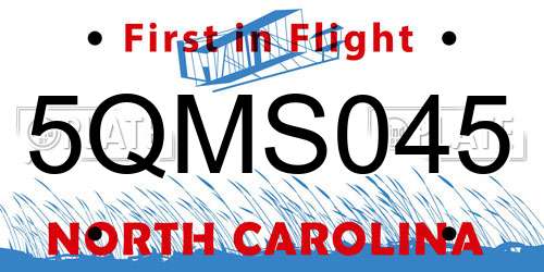 5QMS045 North Carolina License Plate