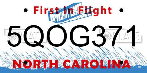 5QOG371 North Carolina License Plate