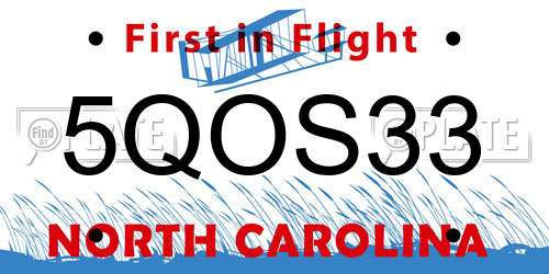 5QOS33 North Carolina License Plate