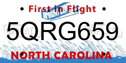 5QRG659 North Carolina License Plate