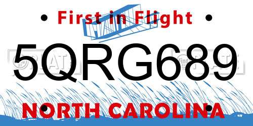 5QRG689 North Carolina License Plate