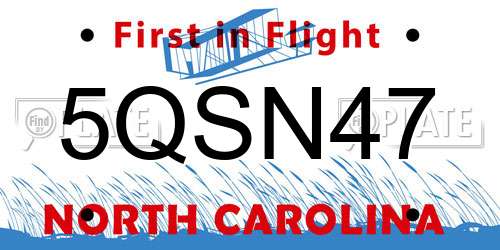 5QSN47 North Carolina License Plate