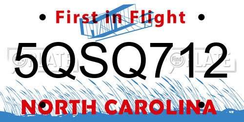 5QSQ712 North Carolina License Plate