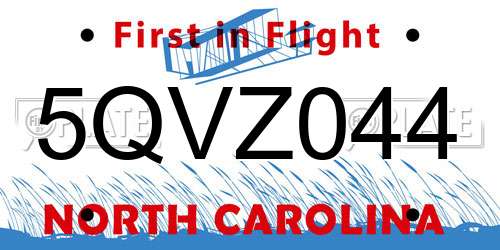 5QVZ044 North Carolina License Plate