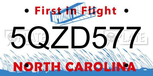 5QZD577 North Carolina License Plate