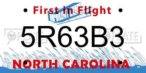 5R63B3 North Carolina License Plate