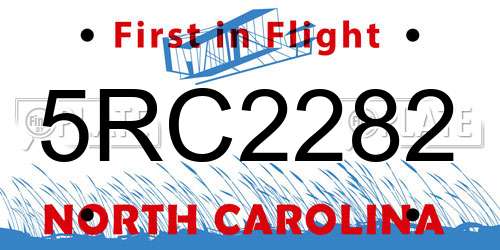 5RC2282 North Carolina License Plate