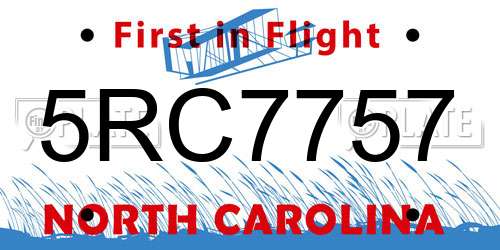 5RC7757 North Carolina License Plate