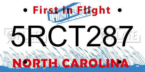 5RCT287 North Carolina License Plate