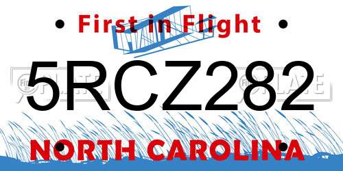 5RCZ282 North Carolina License Plate
