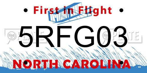 5RFG03 North Carolina License Plate