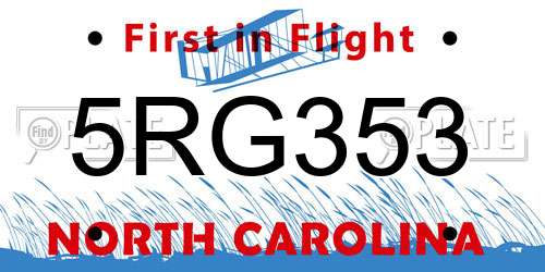 5RG353 North Carolina License Plate