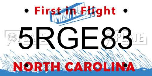 5RGE83 North Carolina License Plate