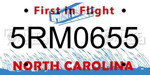 5RM0655 North Carolina License Plate