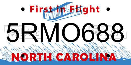 5RMO688 North Carolina License Plate